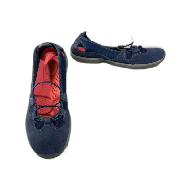 Lands End Women's Blue and Pink suede shoes slip on size 8 - Picture 1 of 8